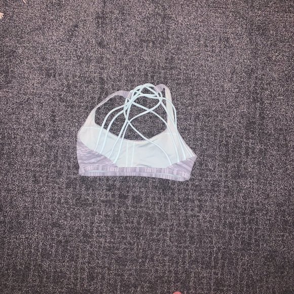 lululemon sports bra, thin cross back, teal and gray/ size 4 - Picture 2 of 2